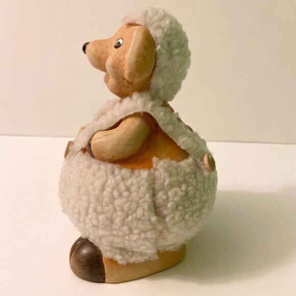 Vintage Lamb Coin Bank with Outfit 6 Inch Tall Ceramic  Sheep Figurine - Picture 4 of 13